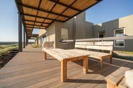 Exrterior bench at lodge in Argentina