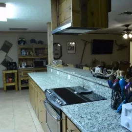 kitchen in Texas free range hunting lodge