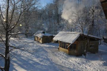 Russian Moose hunting camp exterior