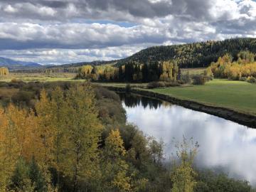View from back deck of Canadian moose hunting lodge